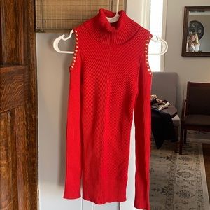 Red Cold Shoulder Sweater